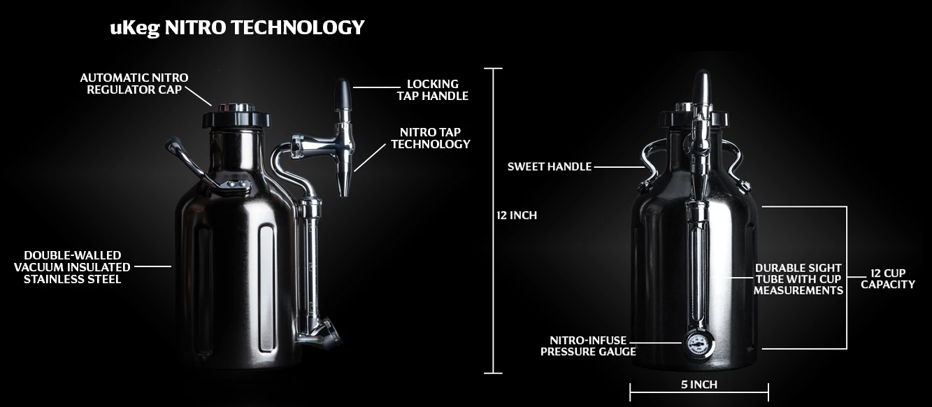 The uKeg Nitro is a pragmatically designed, yet still an attractive portable answer to your home-made, nitro-infused, cold-brew coffee needs