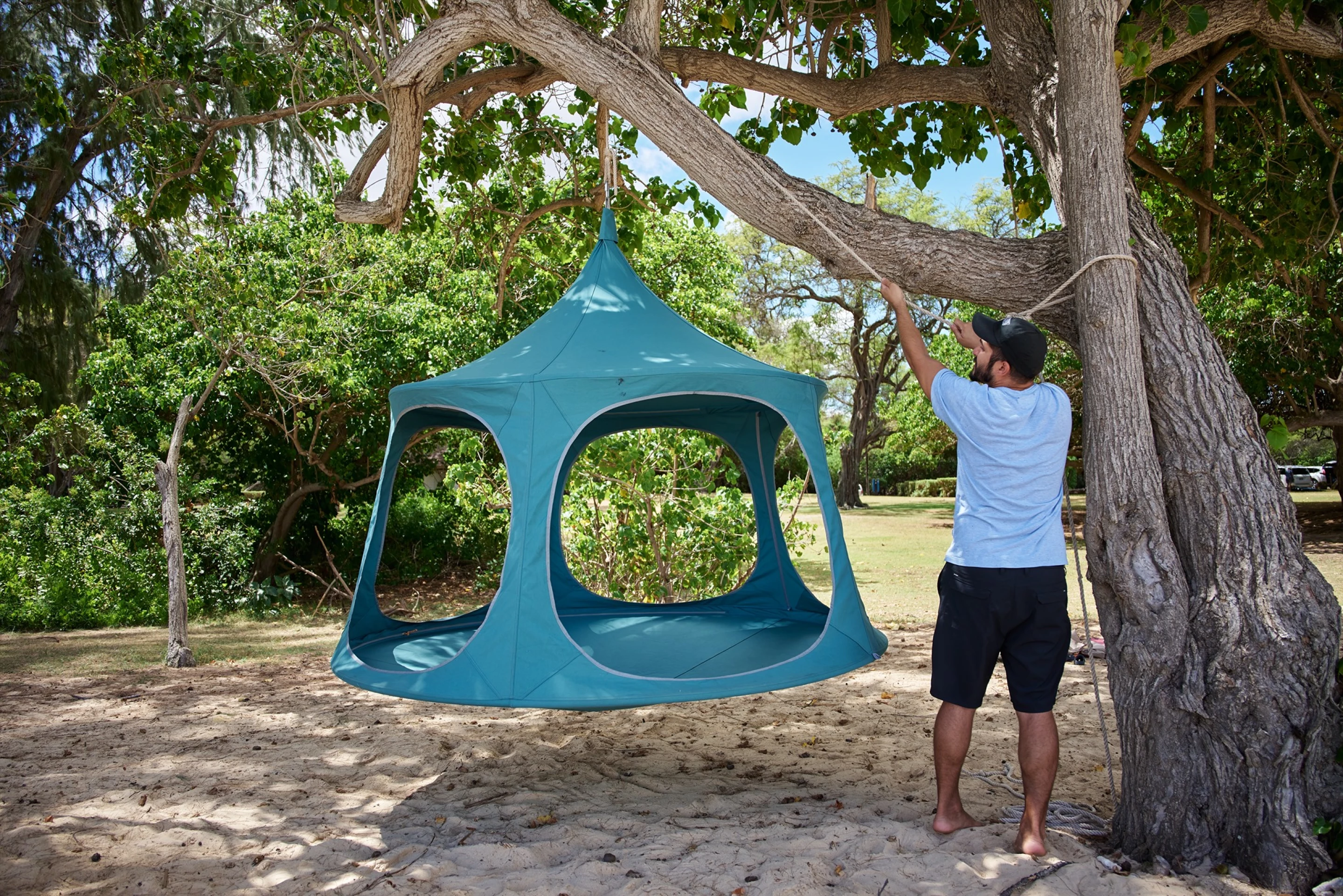 Tree-hanging TreePod Canopy combines a cabana with a hammock