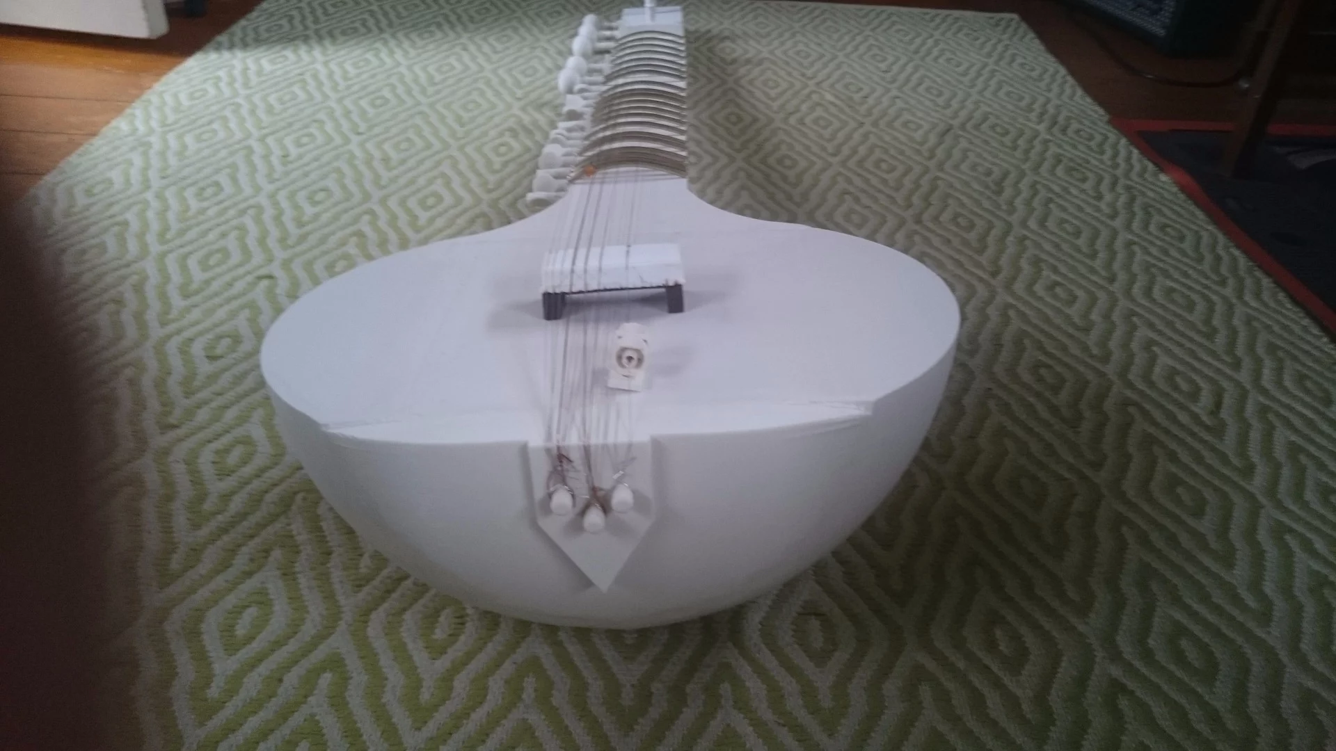 The body and neck of the 1.2 meter-long printed sitar are made up of several printed components welded together