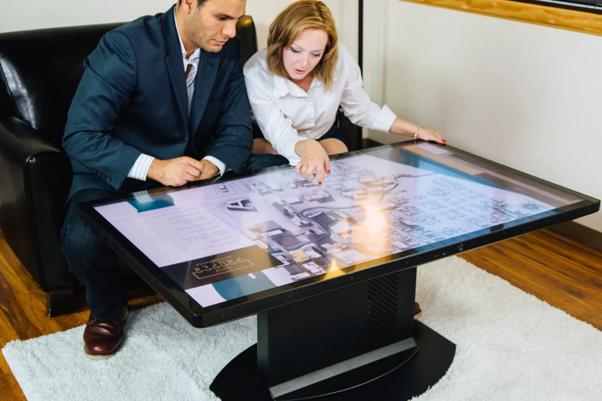 Ideum's UHD 55-inch Duet table lets users interact with it using real-world objects