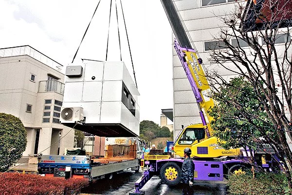 Prefab Agri-Cube being placed on a prepared site