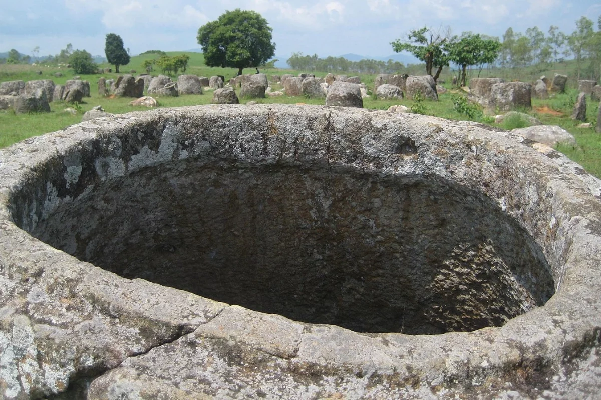 The Plain of jars is an archeological site in Laos comprising thousands of huge stone jars