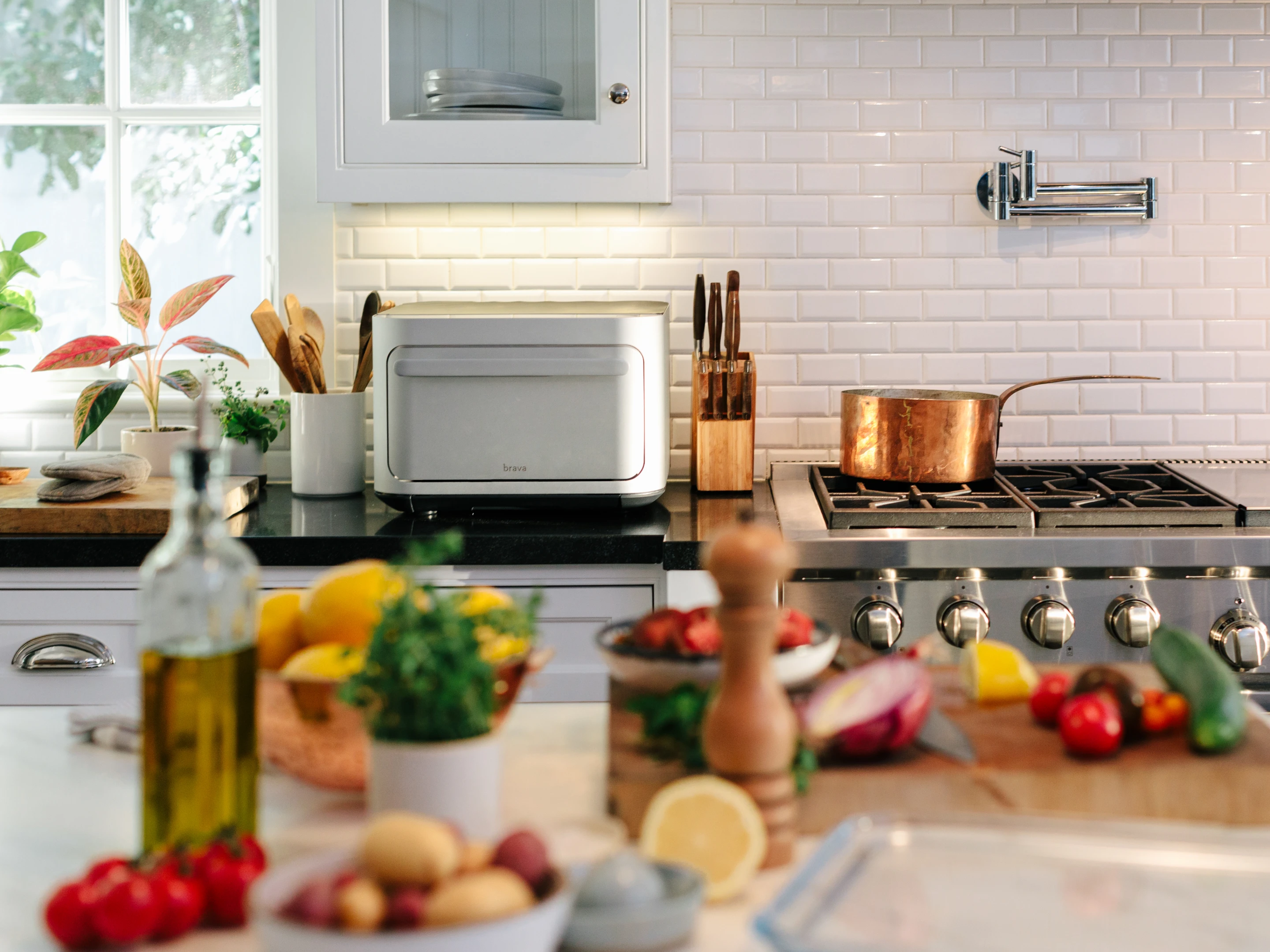 The Brava oven is about the size of a regular microwave oven