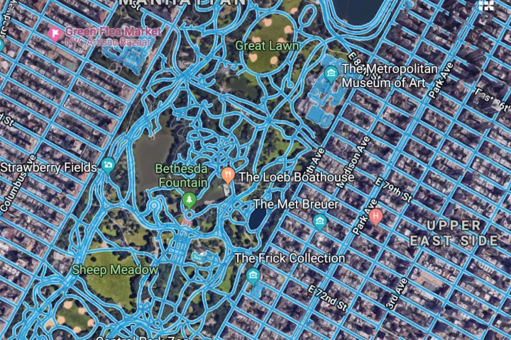 Traditionally-traced roads, as they appear on Google Maps