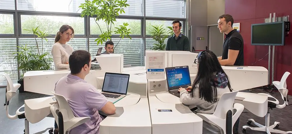 The Ergon Desk is designed to maximize collaboration, along with ergonomics