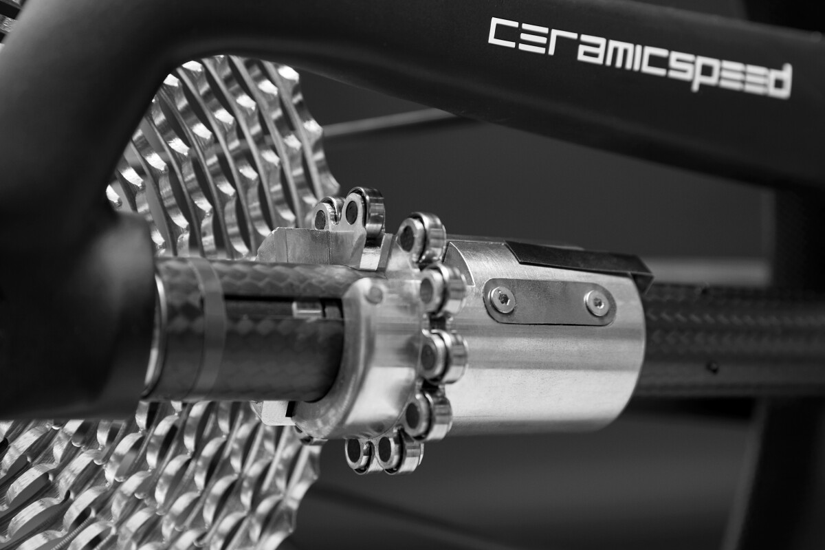 A close-up view of the shifting mechanism