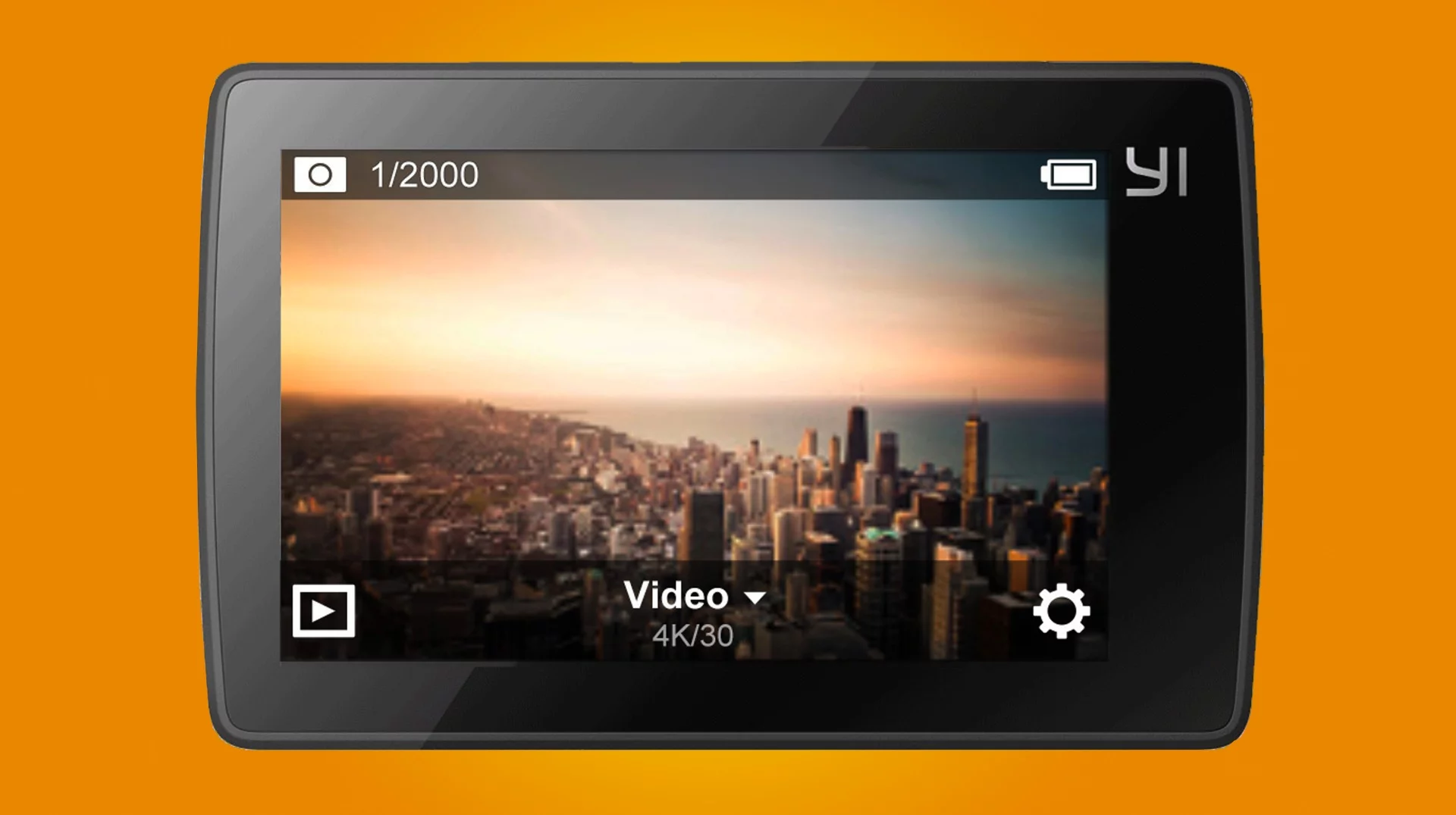 On the rear of the YI 4K Action Cam is a high-resolution touchscreen
