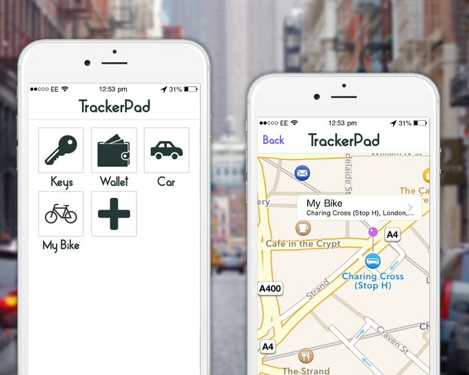 Users can track the location of their TrackerPads via an accompanying smartphone app