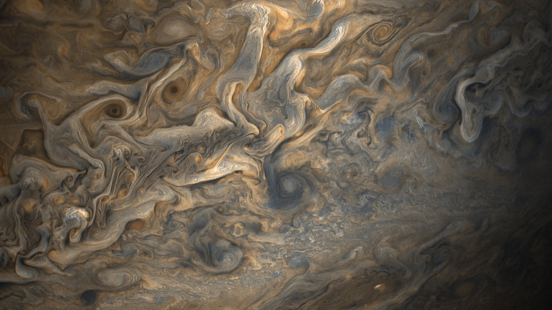 During these close flybys Juno reaches about 2,100 miles above Jupiter's clouds