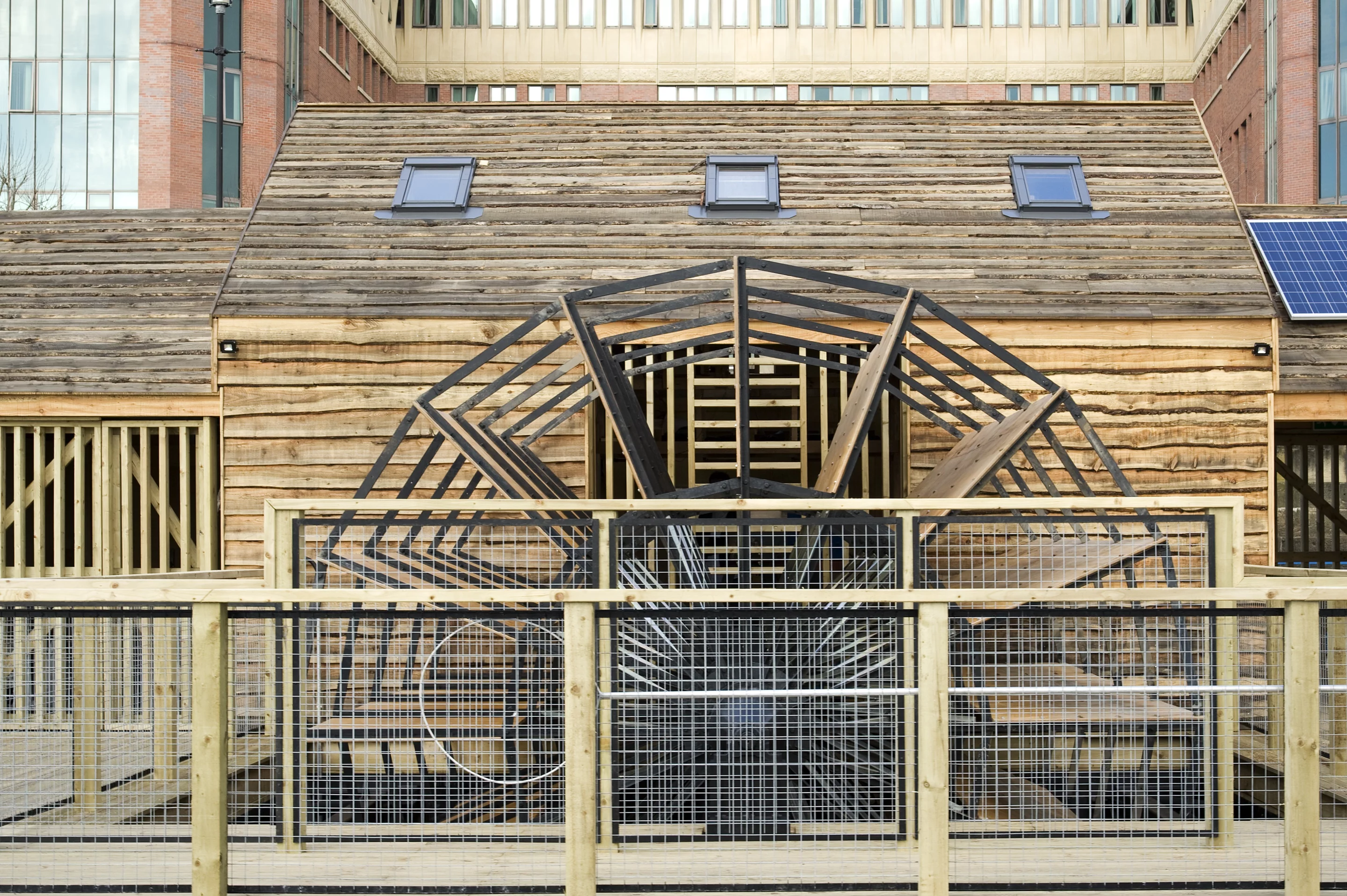 Actually a tide mill, Flow's waterwheel powers a variety of handcrafted electroacoustic instruments