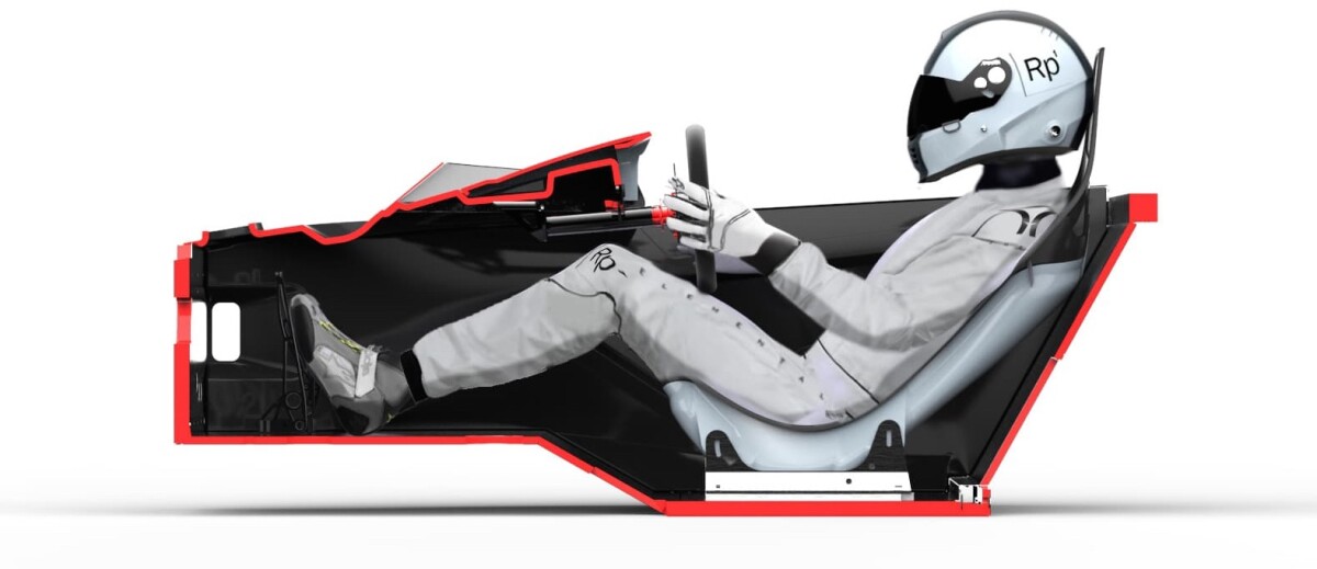 The feet-up driving position helps in the construction of underbody aerodynamics