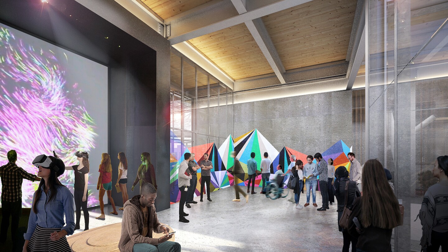 Google's campus will allow members of the public to walk directly through the center of the main building and check out coding workshops, talks about sustainable technology, VR demos, and the like