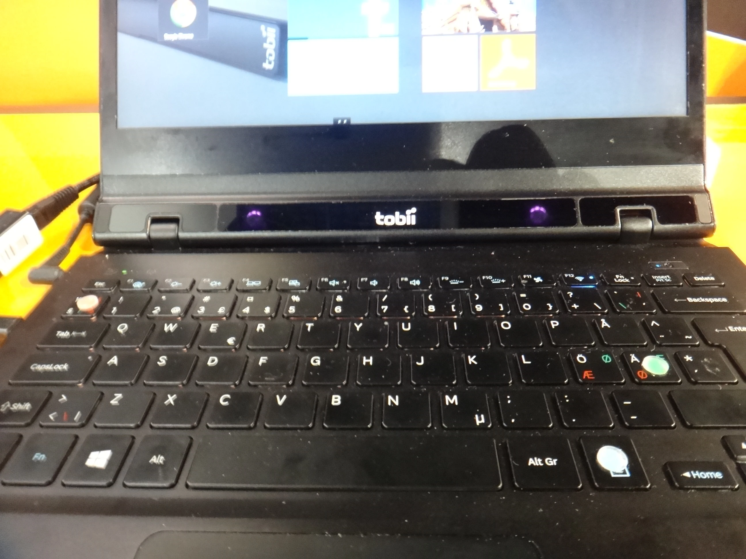 The Tobii eye tracker built into a prototype laptop