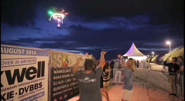 The Spotify PartyDrone accompanied festival attendees, blasting their favorite tracks as the entered the event