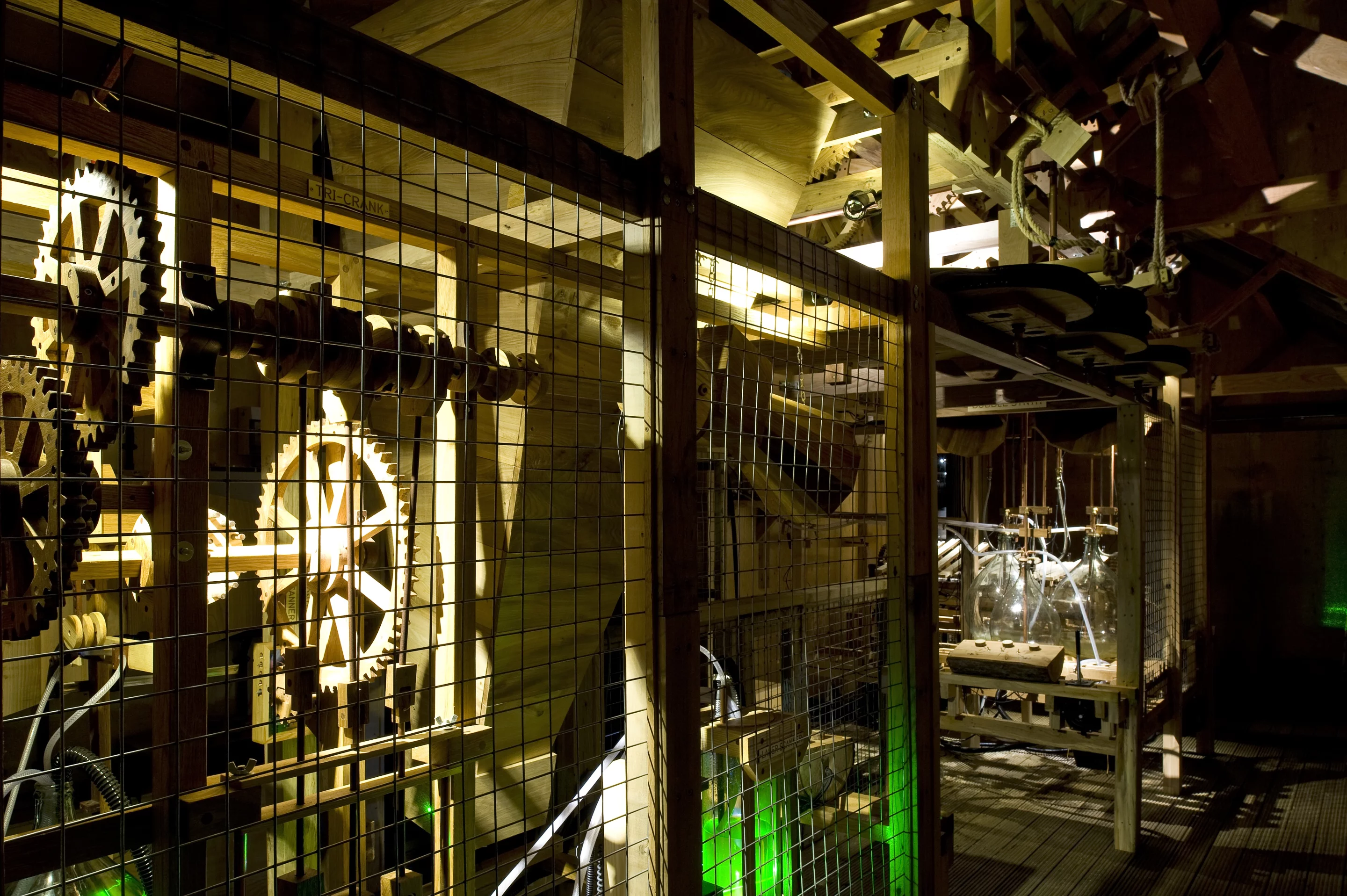 An equally-wonderfully titled Laser Turbidatron is influenced by the muddiness of the river samples, driven by a series of gears and cranks