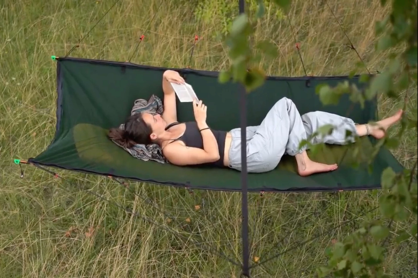 The Hammock can accommodate a sleeping pad