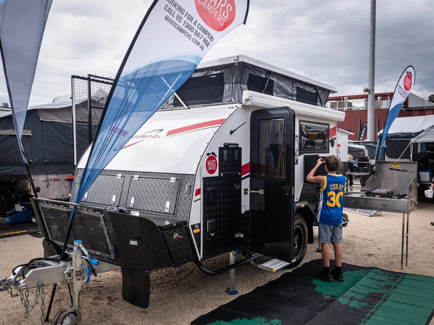 Mars Campers brought its Saturn S12.6 pop-top hybrid caravan, ready for off-roading for an AU$36,990 show special