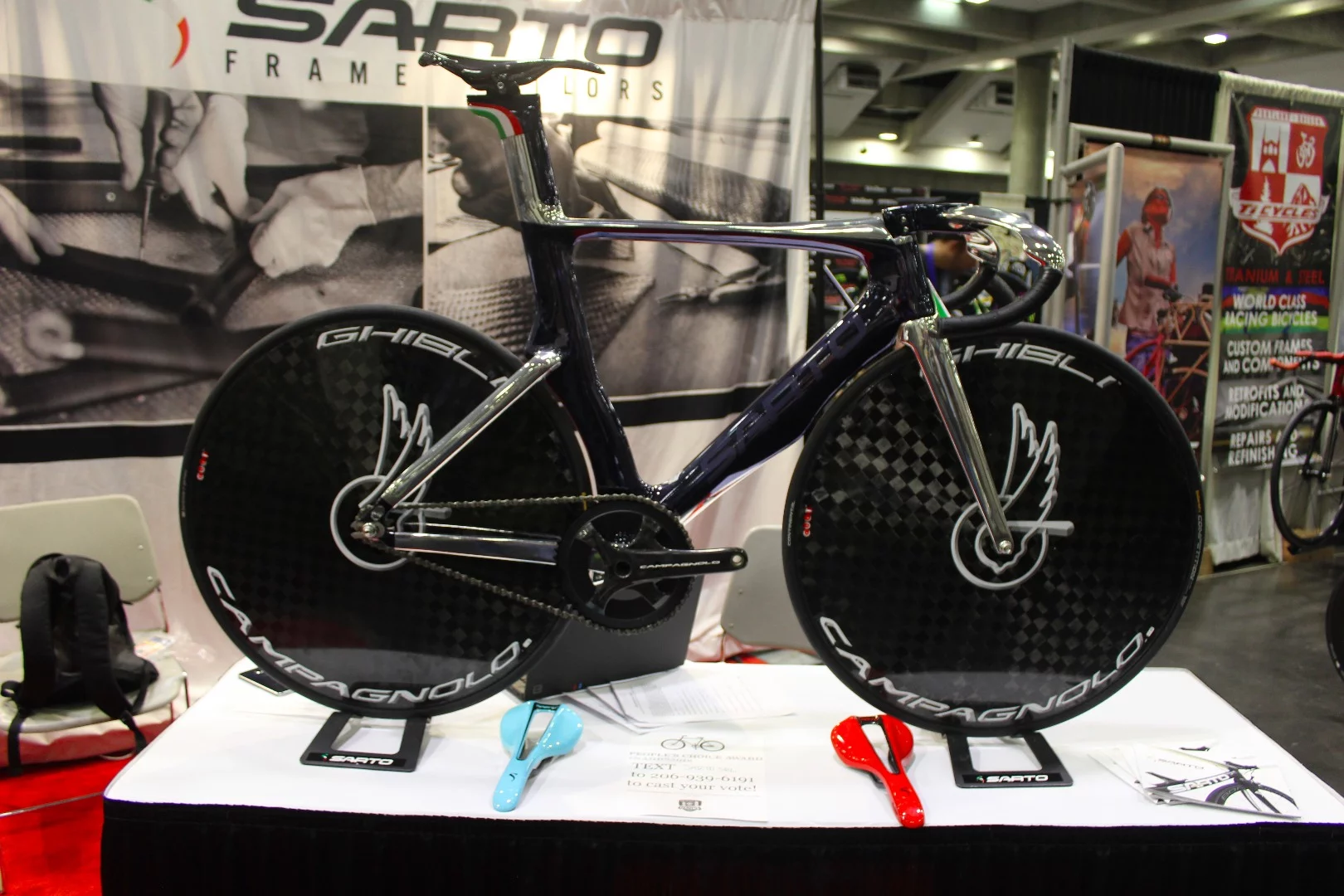 This bike from Sarto features a unique "painting" process – the frame was coated in chrome, then the colors were applied to the chrome using ink