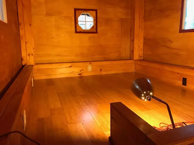 One of the Devasa's bedrooms, with the roof shown in the raised position