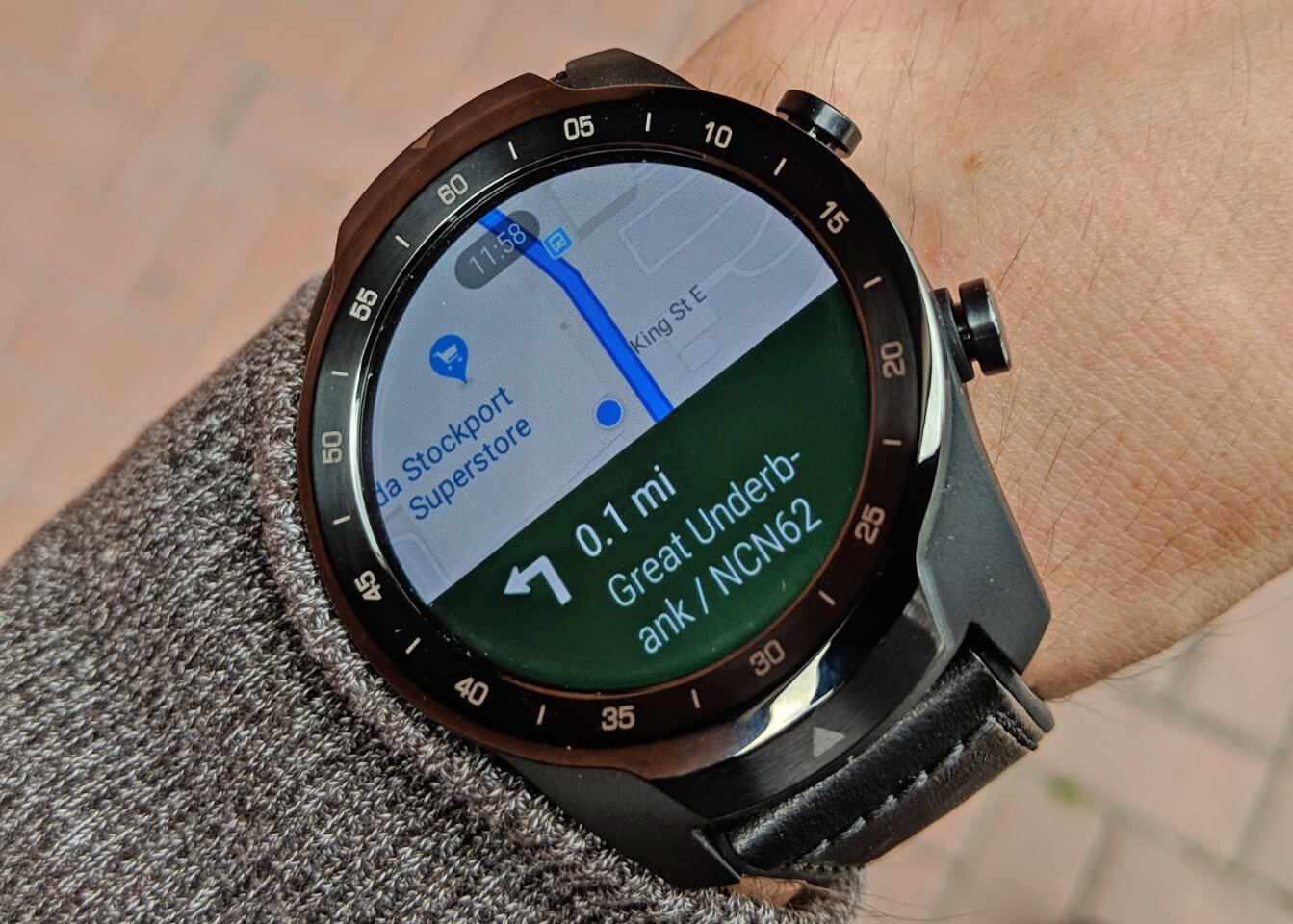 The Ticwatch Pro has built-in GPS, and coped well with directions