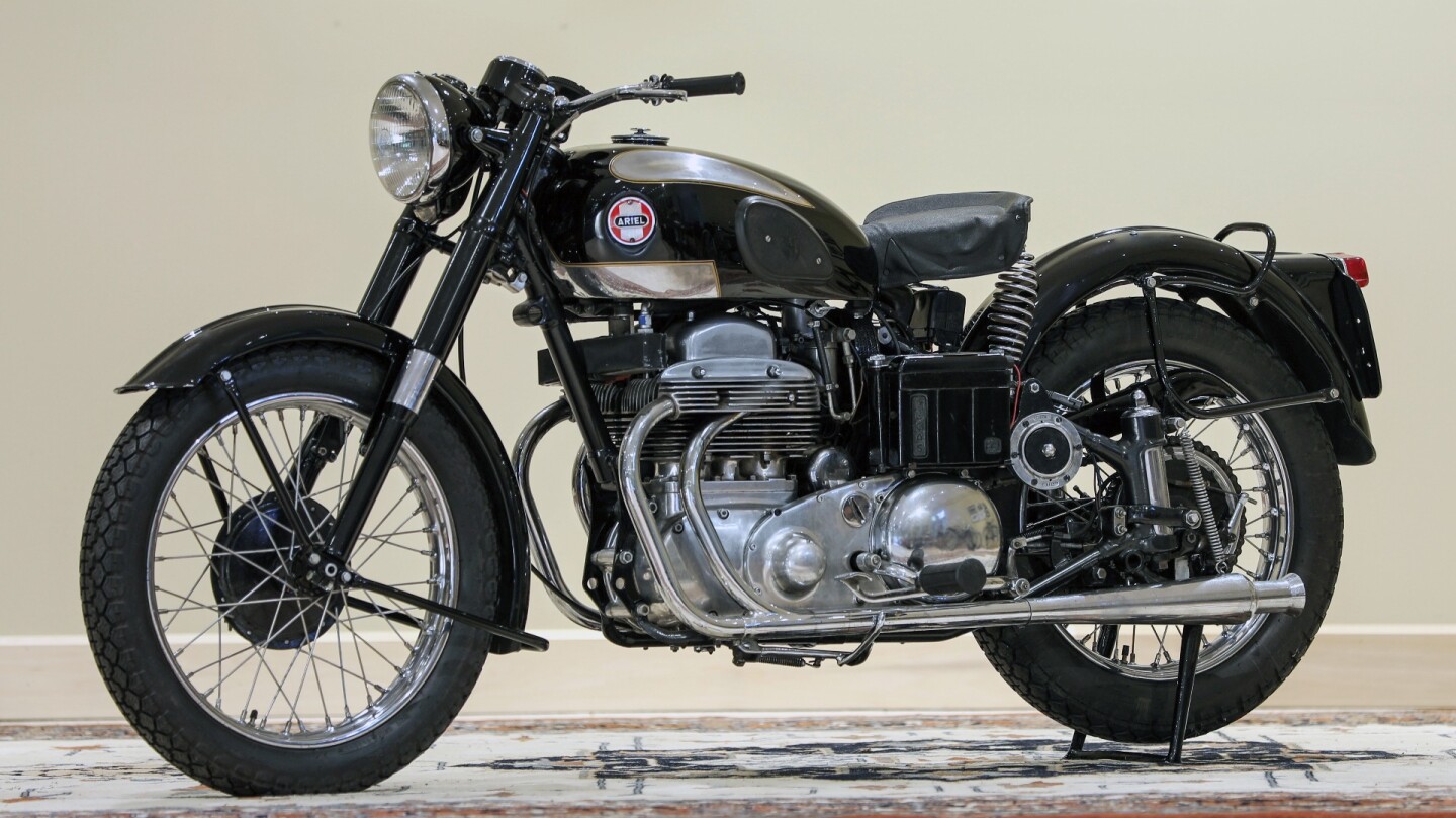 Built during the first year of Ariel's new 997cc "Four Pipe" engine, this 1954 Ariel Square Four Mk II was restored by marque expert Chuck Walton. It sold for $17,600 Official Auction Description