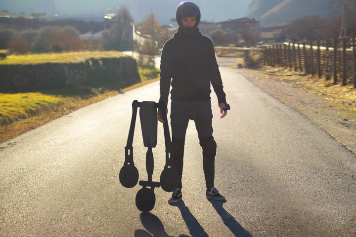 A foldable "wearable vehicle" from Munich-based Italian designer Andrea Mocellin