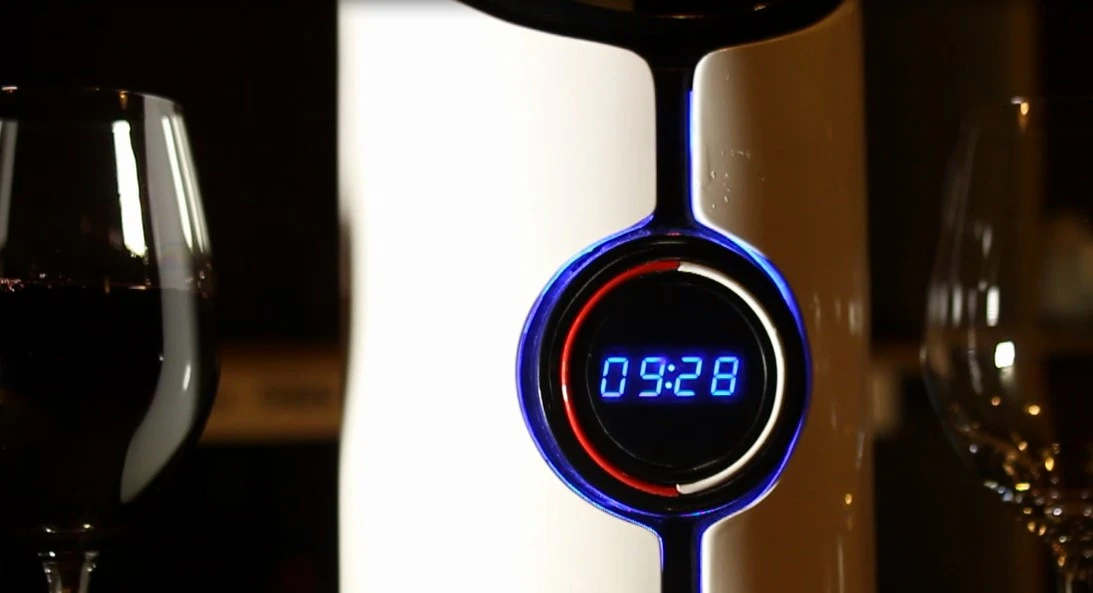 The Sonic Decanter is designed to improve the flavor, mouthfeel and aroma of wine in 20 minutes or less