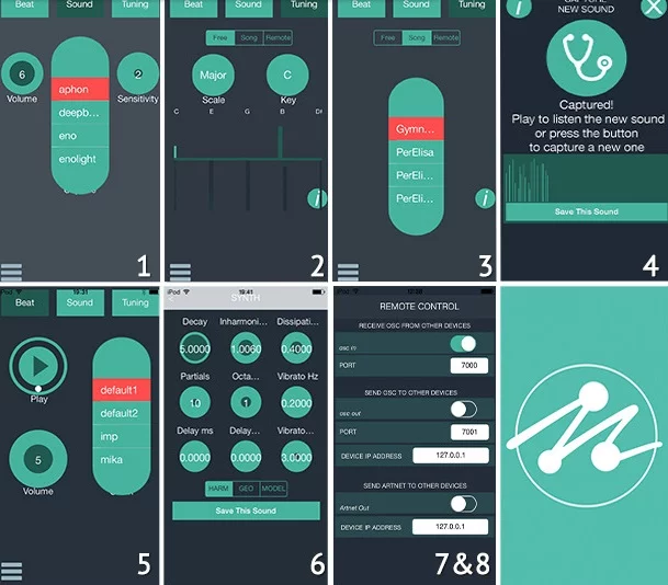 The smartphone app for iOS and Android is a key component of Mogees