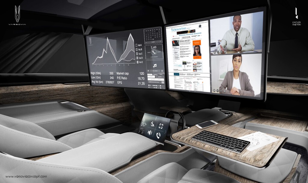 The screens can be used for work, or as a giant movie screen