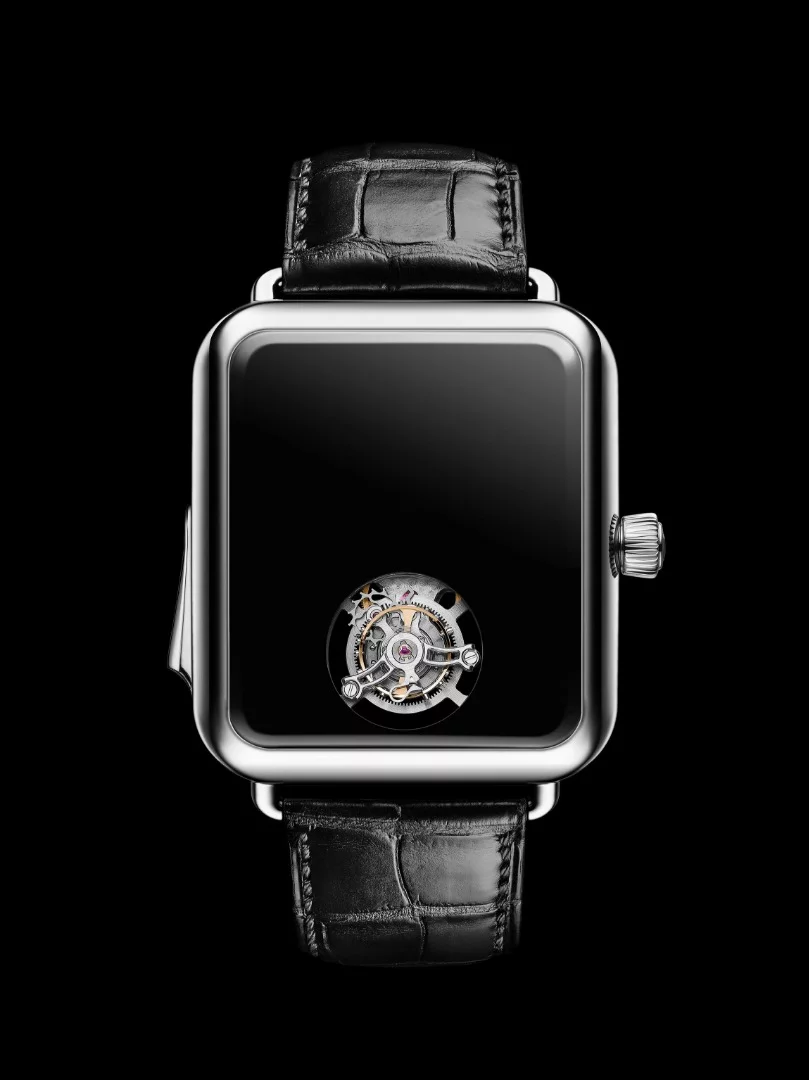 The Swiss Alp Watch Concept Black has a tourbillon at six o'clock