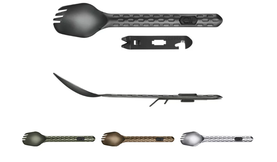 The Gerber Devour combines a small, bottle-opener-sized multi-tool and a spork