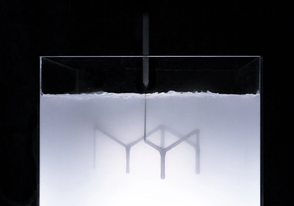 Rapid Liquid Printing was designed by MIT Self-Assembly Lab in collaboration with Christophe Guberan, and Steelcase. It's a 3D-printing technique that enables the creation of large scale, customized products made of real-world materials. It won the Digital category