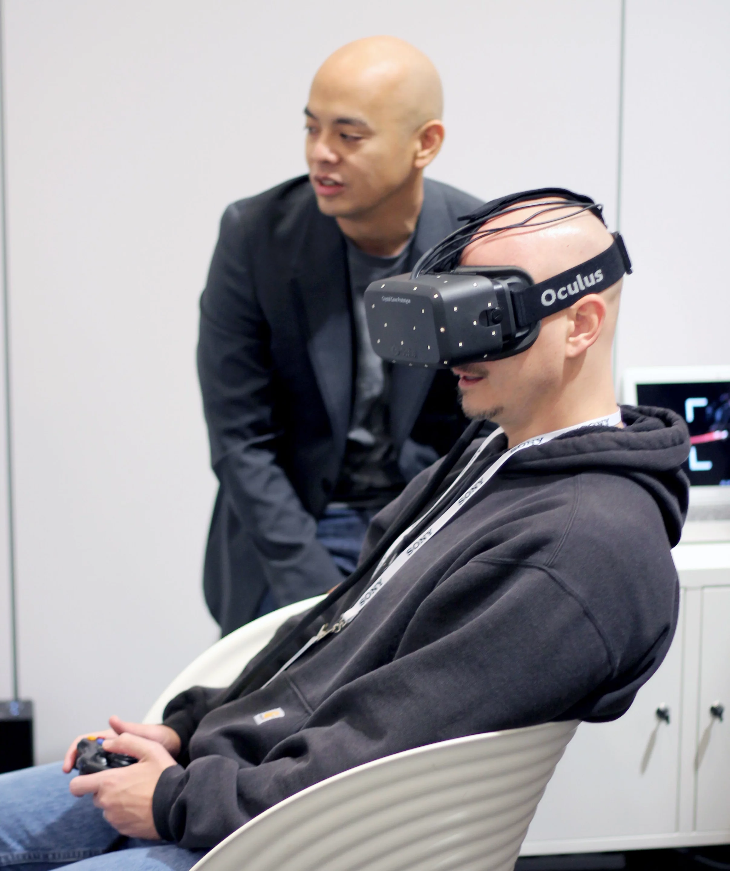 A nearby monitor simulated what was being shown on Oculus' display, but pictures of that wouldn't even do justice to what it's like in there