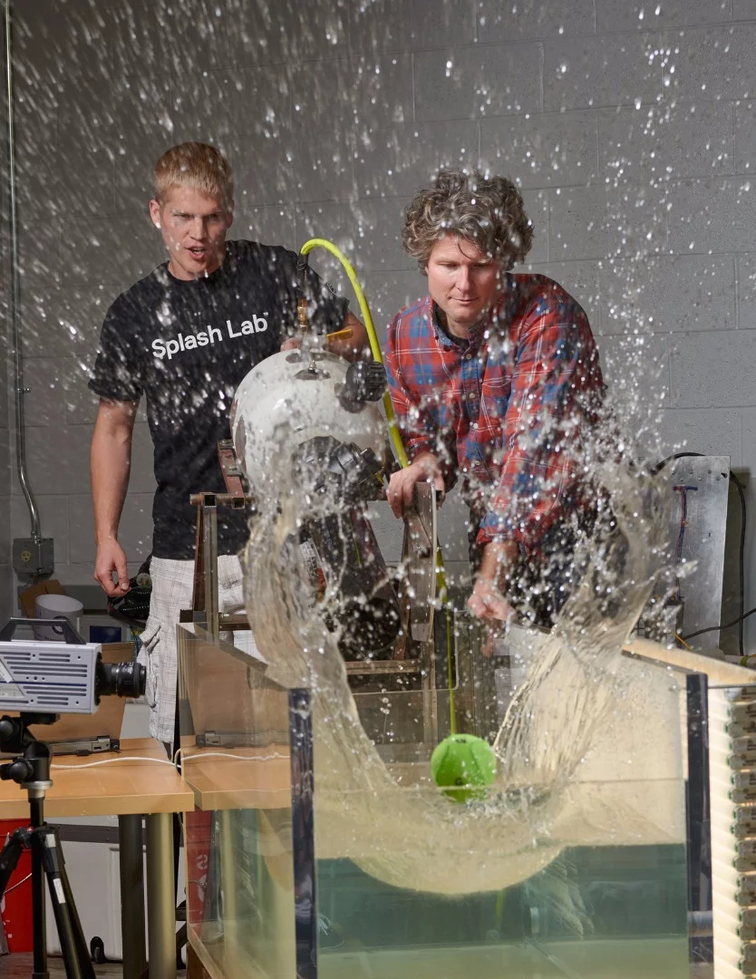 The USU team skipped elastic spheres and recorded the results using high speed photography