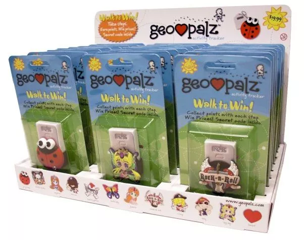GeoPalz are pedometers for children, that are linked to a website where users can claim prizes based on how many miles they've walked