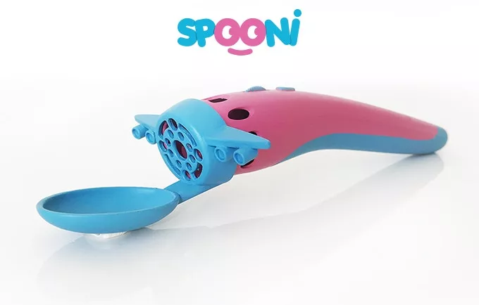 The Spooni is a baby feeding spoon with a fan in it, to cool down the food