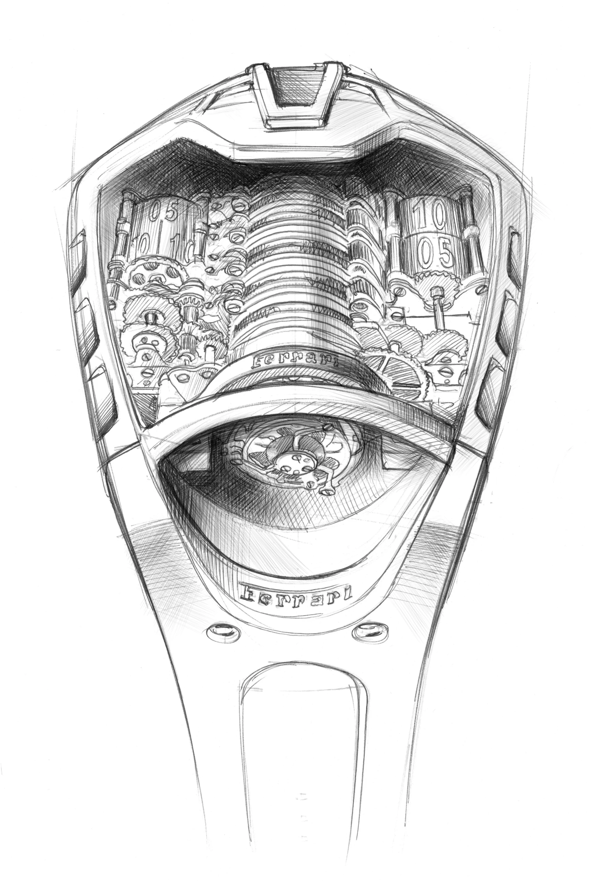 A concept drawing of the MP-05 LaFerrari watch from Hublot