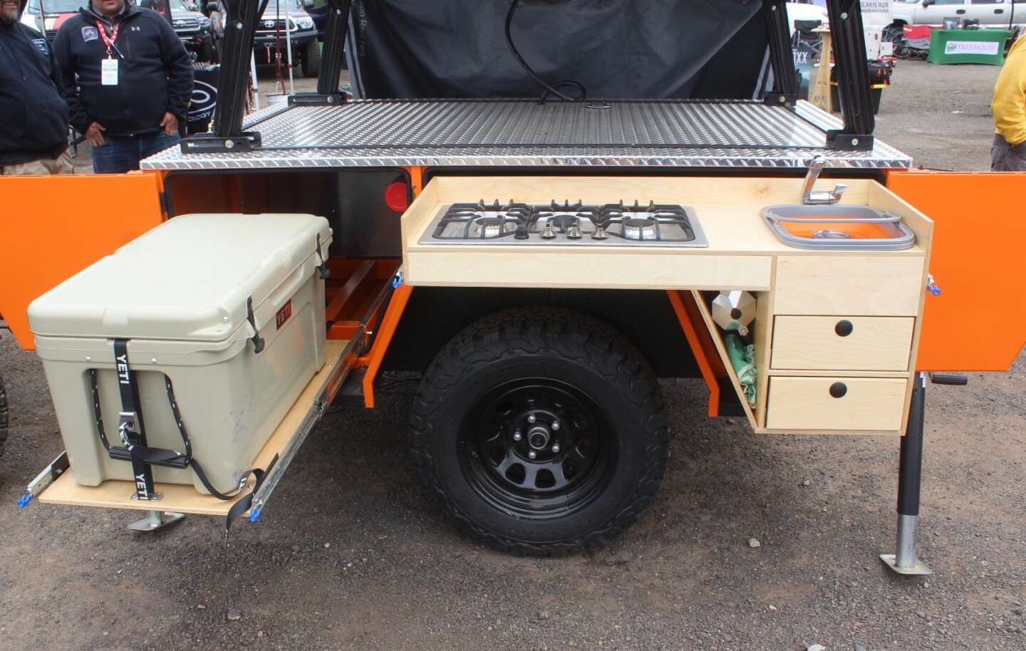 Colorado Backcountry dedicates one side of the Timberline trailer to the slide-out kitchen