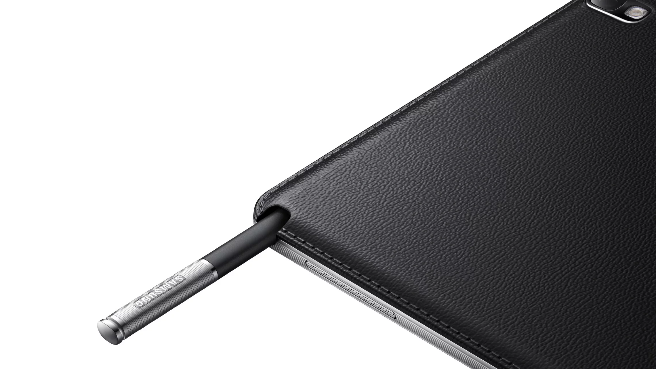 The Note 10.1 features a soft-touch backing, which ditches Samsung's traditional glossy plastic build