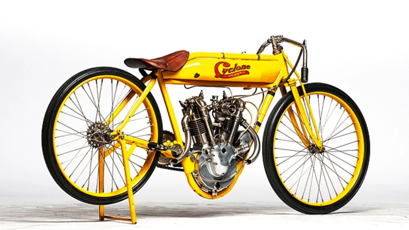 The one-hundred-year-old Cyclone Board Track racer going to auction next month was restored by noted author, historian and craftsman Stephen Wright and owned by the man with the midas touch, Steve McQueen.