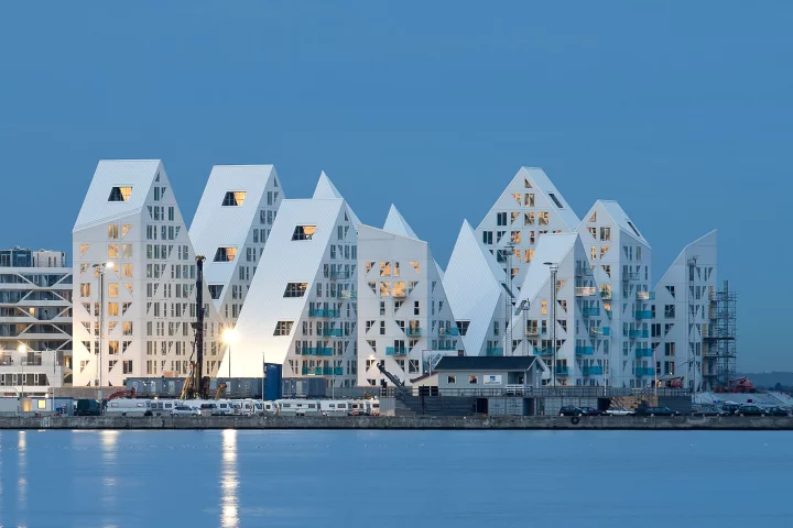 Isbjerget is an apartment complex built on the waterfront of Aarhus in Denmark