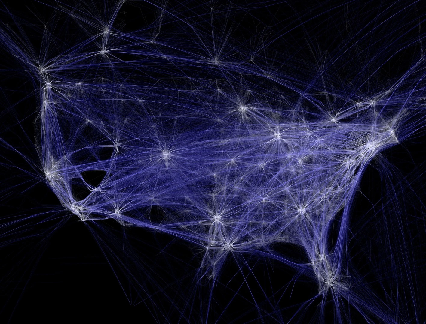Aaron Koblin's gorgeous work, Flight Patterns, shows 24 hours of air traffic over the United States