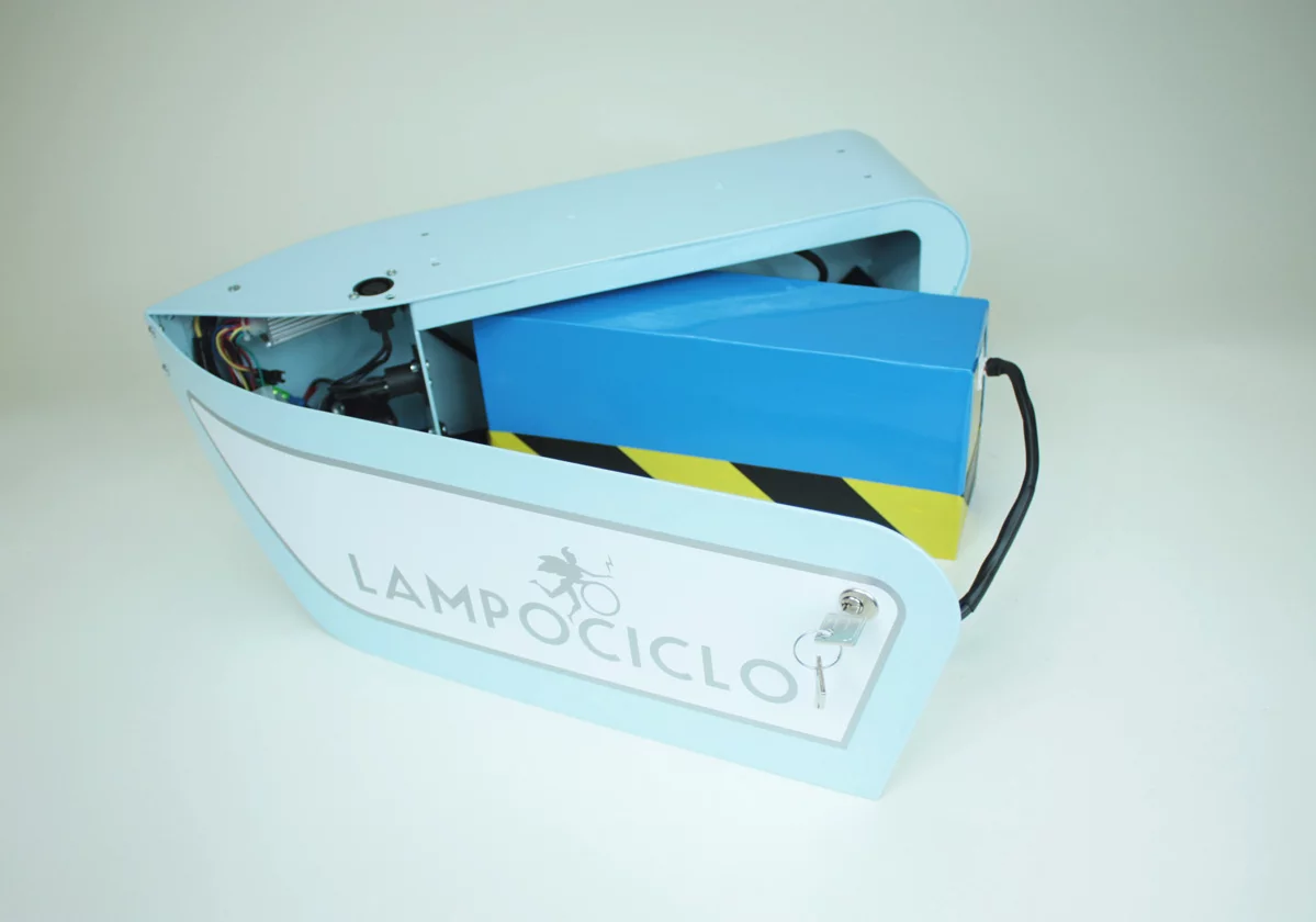 The battery is contained within an aluminum case