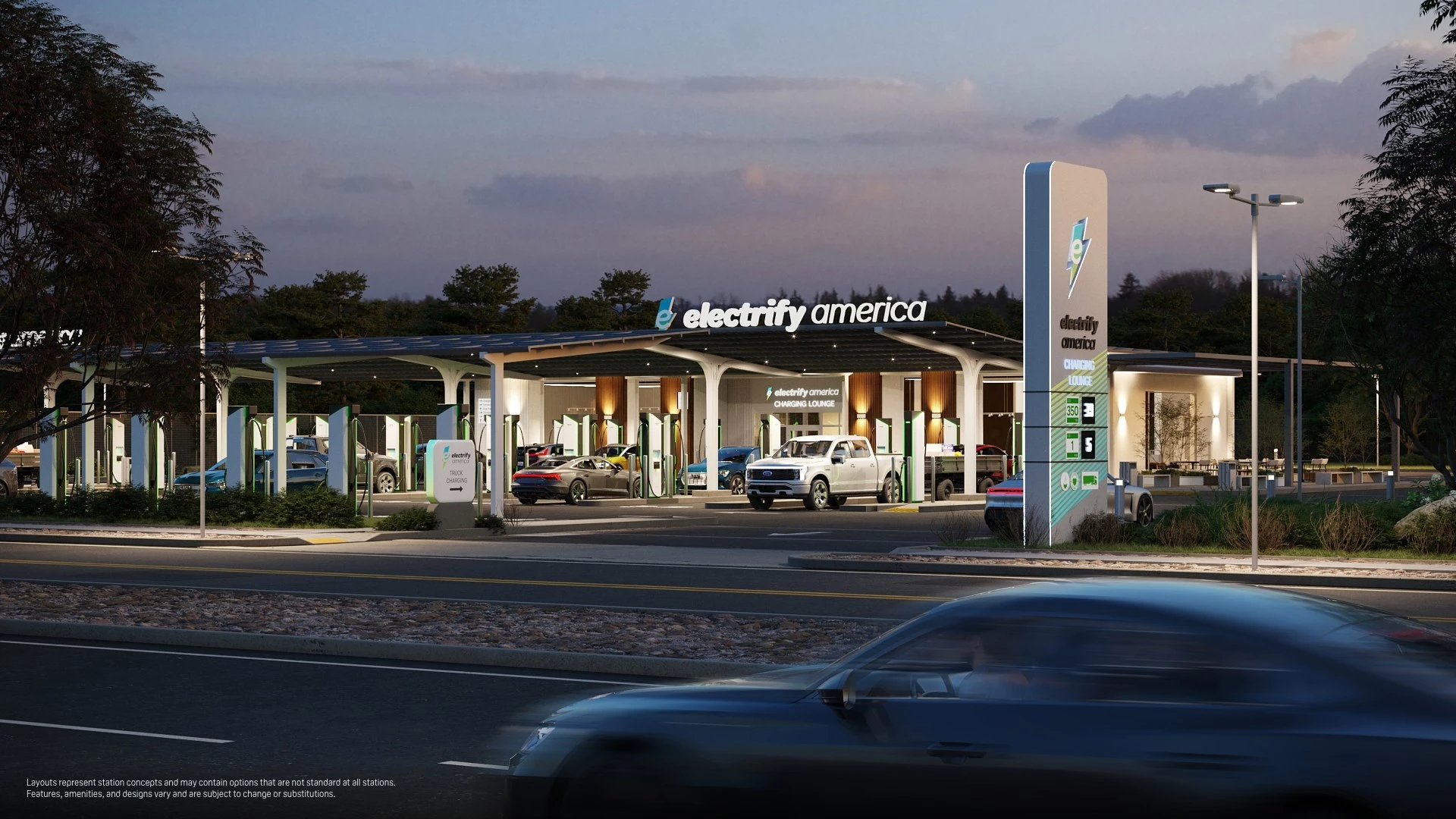 Electrify America has revealed new designs for its charging stations