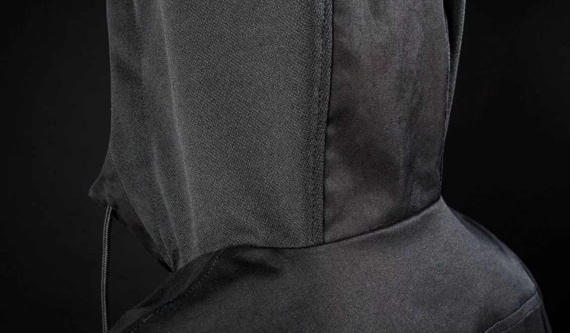 The acoustically transparent panels seen from the rear