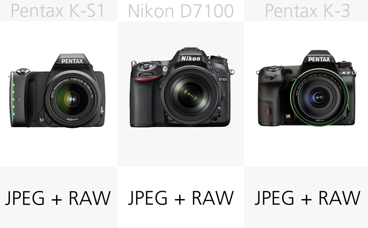 All of these DSLRs can shoot both JPEG and the more post-processing friendly RAW still files