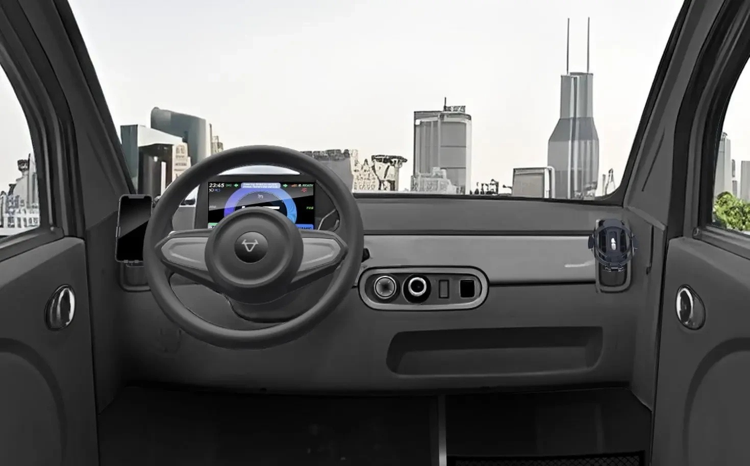 The spartan cockpit has seating for two and good all-around visibility