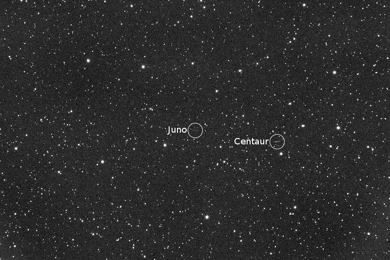 Telescopic image of Juno and its booster after launch (Image: NASA/JPL-Caltech)