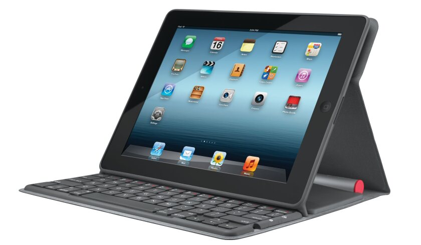 The new Logitech Solar Keyboard Folio featuring a Bluetooth 3.0 physical keyboard, and NiMh batteries topped up by indoor and outdoor light hitting its dye-sensitized solar cells