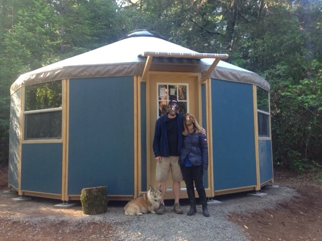 The yurts come in a variety of colors